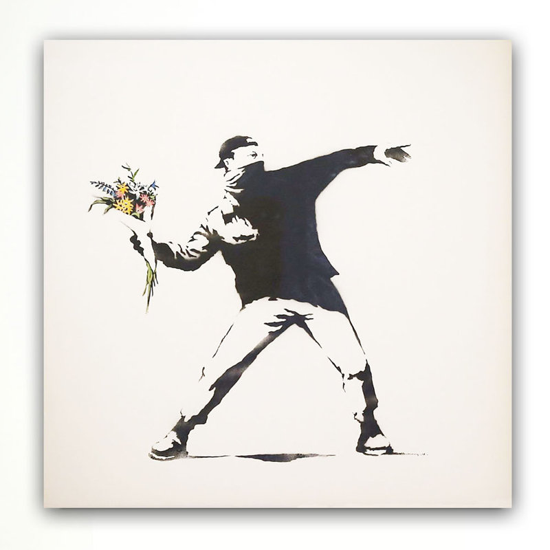 Love Is In The Air by Banksy - Wrapped Canvas Print, 46 cm H x 46 cm W x 4 cm D