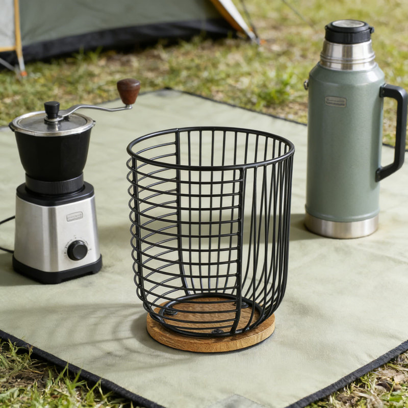 Support et organisateur de dosettes de café avec base en bois - Panier en fil mince de grande capacité pour tasses Keurig K et capsules espresso - Rangement pour comptoir de cuisine moderne