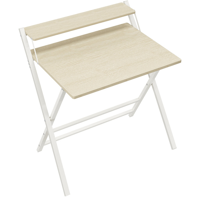 2-Tier Foldable Computer Desk, 90cm. H x 86.5cm. W x 60.5cm. D, Rustic Brown