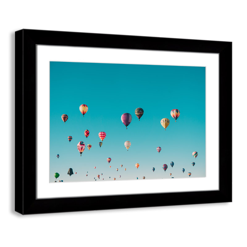 Estampe « Sky Symphony » d'Ian Dooley, Blanc, Cadre cubique noir, H 18,5 po x l 24,5 po x P 1,25 po