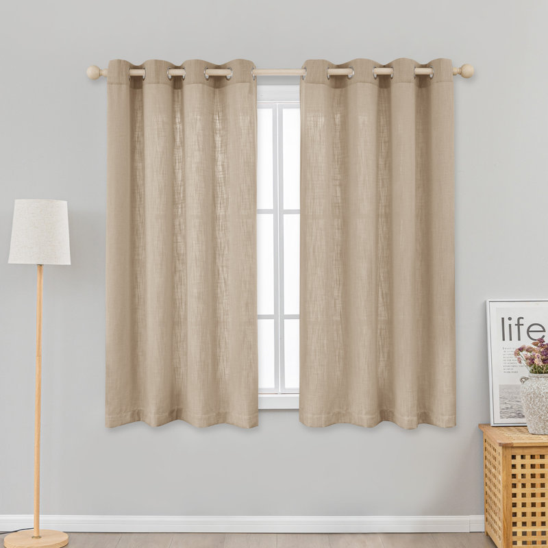 Kambi Linen Blend Semi-Sheer Curtain Panel Pair, 52" W x 63" L, Birch