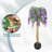 Artificial Purple Bean Flower Tree with Cement Pot - Lifelike Hanging Vine & Moss for Home Décor, Office, Wedding-1923808899