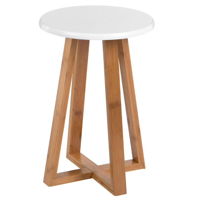 Adair Solid Wood Accent Stool, White