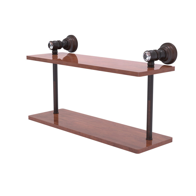 Tablette et barre à serviettes en bois massif à 2 niveaux Freyja, H 5,6 po x l 16 po x P 9,2 po, Bronze vénitien