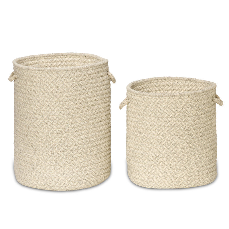 Panier à pied en pied de poule naturel, Naturel, H 22 po x l 17 po x P 17 po