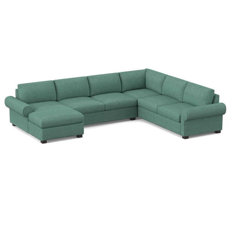140" Wide Right Hand Facing Sleeper Corner Sectional, Innerspring, Antic Lagoon