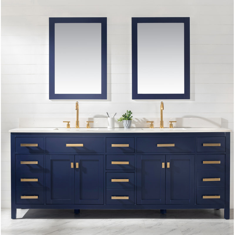 Ensemble de meuble-lavabo double 84 po Binion, Bleu