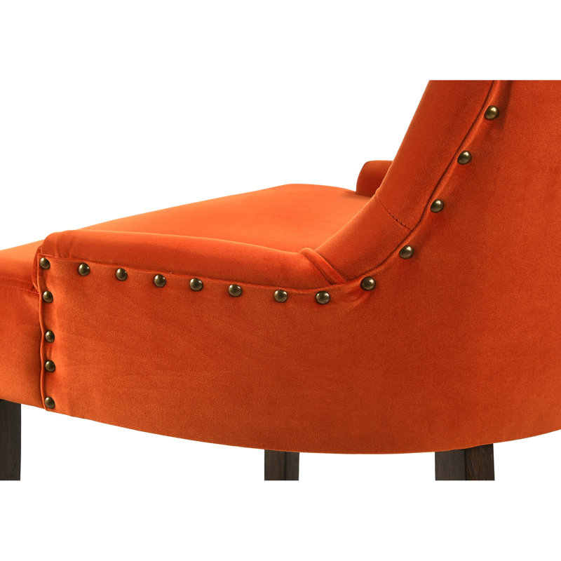 2 chaises rectangulaires avec dossier orange doux - salle à manger en velours relax (2 unités) luxueuse et élégante