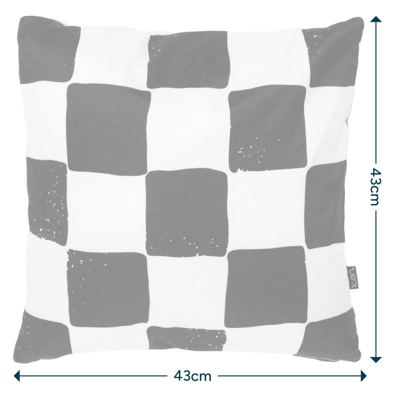 Indoor / Outdoor Square Cushion, Black/White Checkered