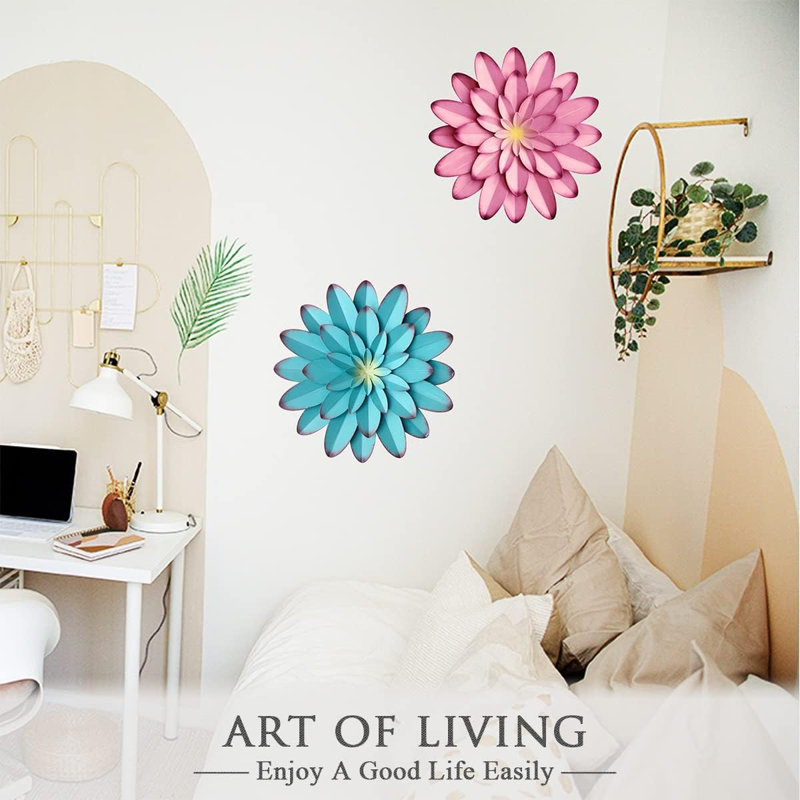 Décoration murale 12 "fleur rose en métal