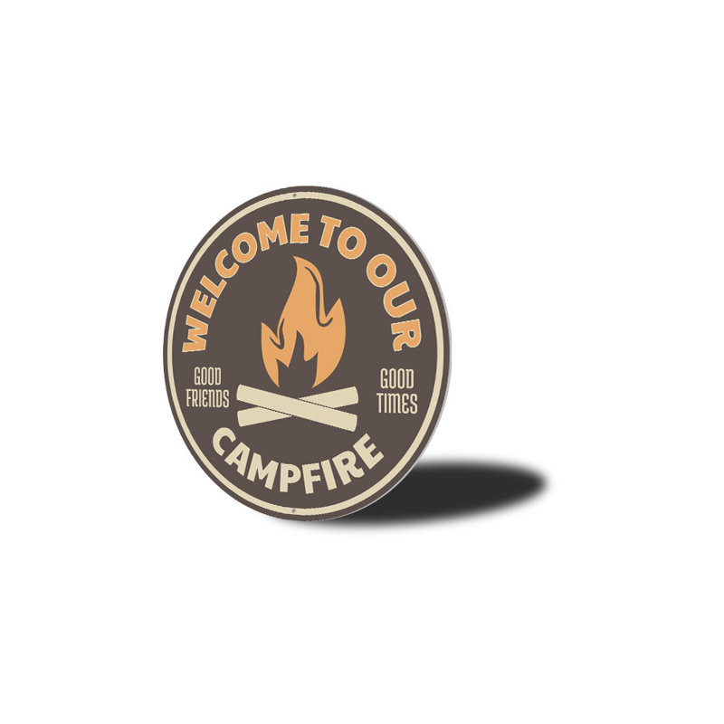 Enseigne de feu de camp en aluminium, H 12 po x l 12 po x P 0,04 po