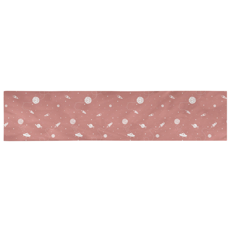 Chemin de table géométrique avicia, 72 po x 16 po, Rose / blanc, Polyester