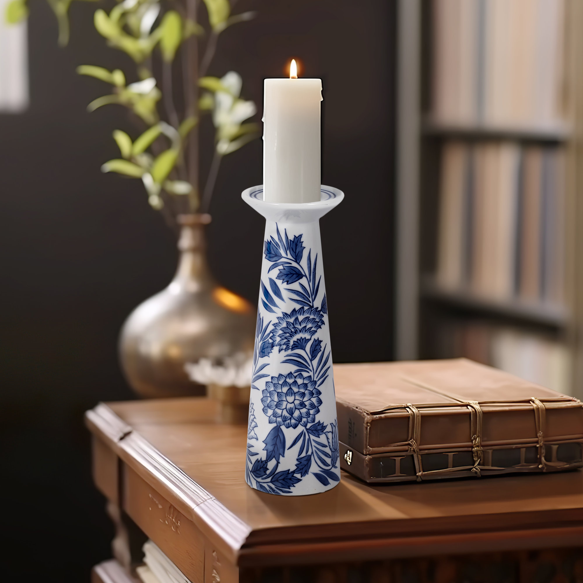 Chinoiserie Candle Holder, 12" H x 4" W x 4" D