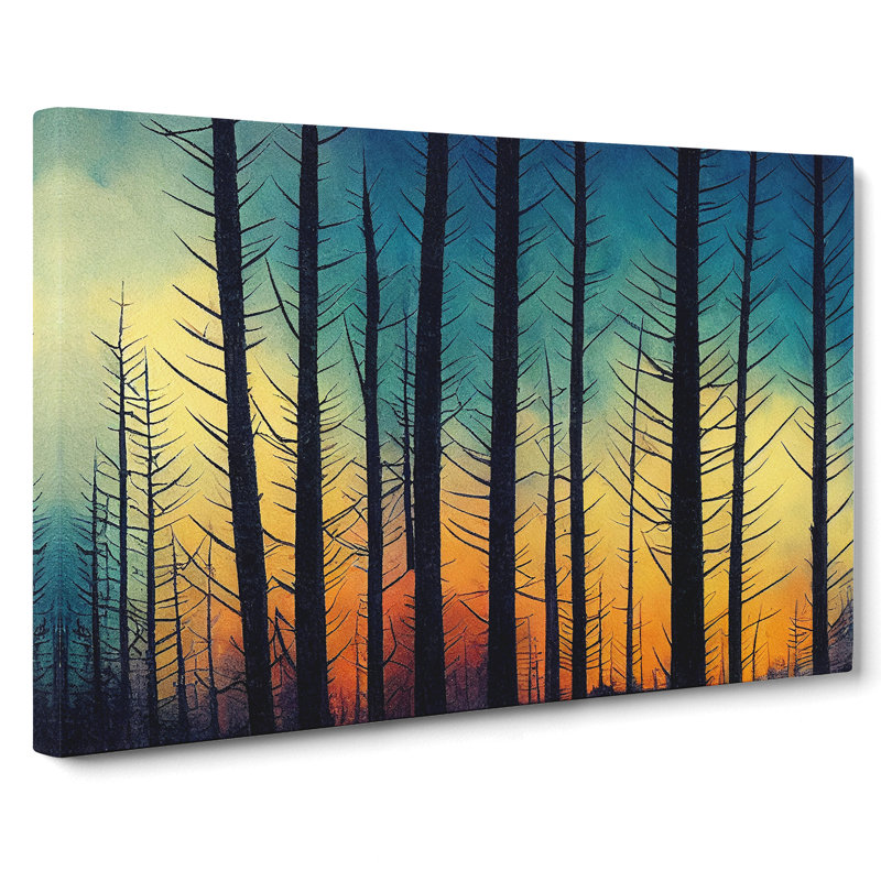 Sunrise Pine Tree Forest Vol.1 - Wrapped Canvas, 35cm H x 50cm W x 3cm D