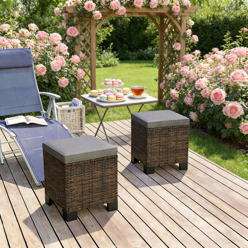 Ensemble de 2 repose-pieds en osier pour repose-pieds, Grey