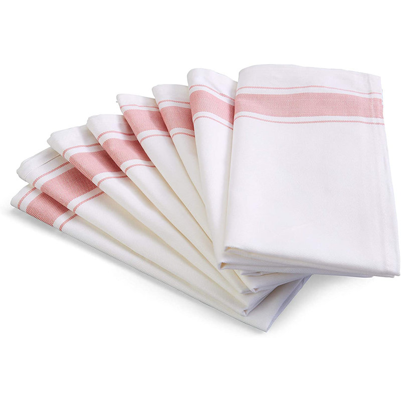 Serviette 100% coton 20 pouces par 20 pouces, serviettes de table à rayures roses ou bleues Longshore Tides Bistro, Rose