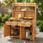 65" H Large Garden Potting Bench with Lockable Wheels and Storage Cabinet-129887543