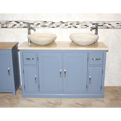 Ottowa 1230mm Double Bathroom Vanity with Vessel Stone Basin