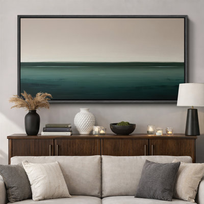 Grande impression sur toile encadrée, impression de paysage abstrait neutre pour décoration murale moderne minimaliste