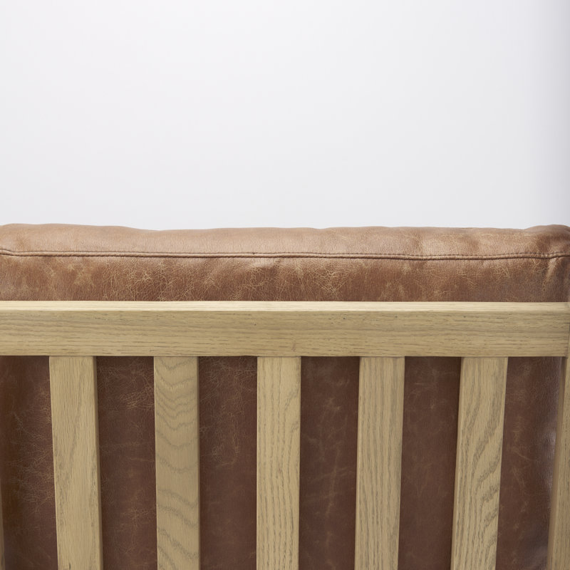 Chaise d'appoint en tissu crème 28,0L x 34,1W x 34,4H en bois brun clair, Similicuir brun clair