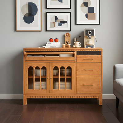 Cherry wood multi-functional storage sideboard