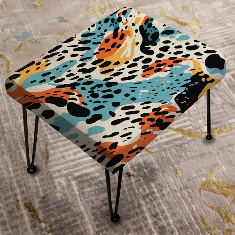 Wild Cheetah Print Multicolor - Abstract Rectangle Ottoman