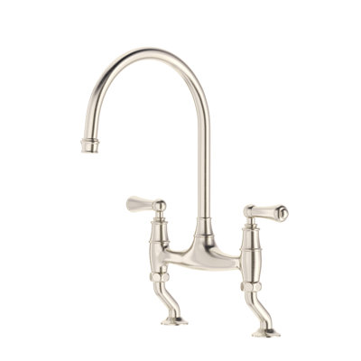 Georgian Era Bridge Kitchen Faucet with Curved Deck Unions