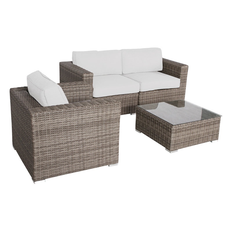 Tonioni Fully Assembled 3 - Person Seating Group with Cushions, Sunbrella Canvas