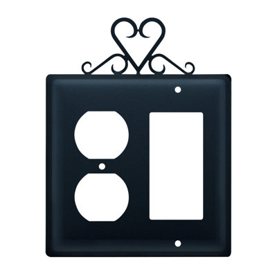 Heart 2-Gang Duplex Outlet / Rocker Combination Wall Plate