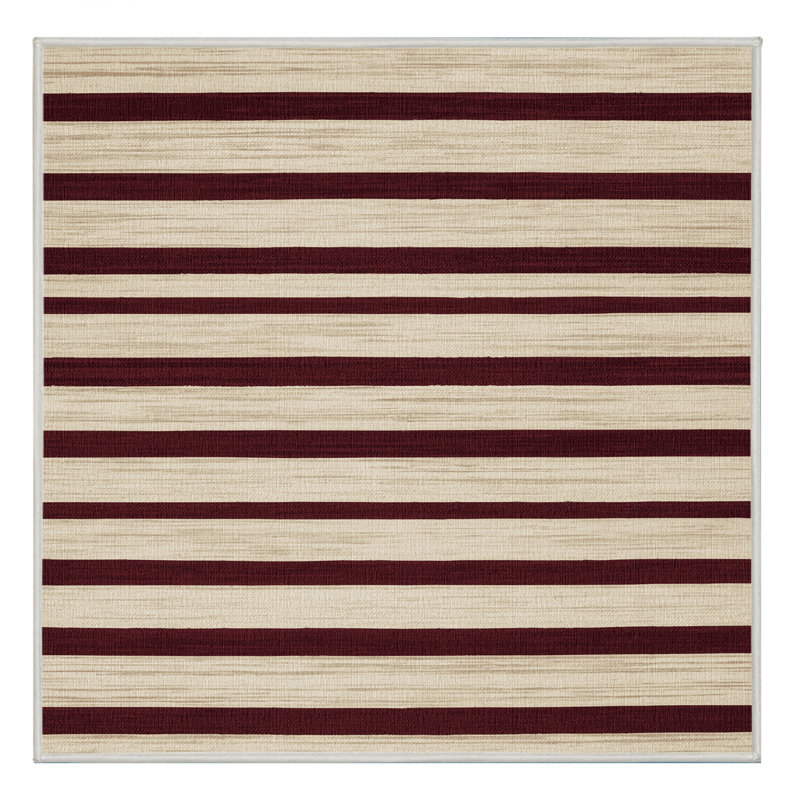 Tapis beige à rayures horizontales lavable à la machine, Carré 3 pi