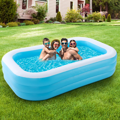 Inflatable Swimming Pool Fmaily Inflatable Pool Full-sized Blow Up Pool Easy Set 95'' X 56'' X 22'' For Adults Outdoor Backyard Summer Water Party