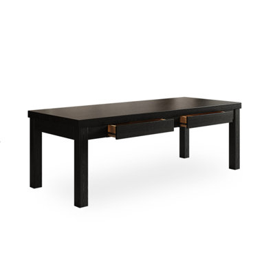 86.61" Black Rectangular Solid Wood Dining Table