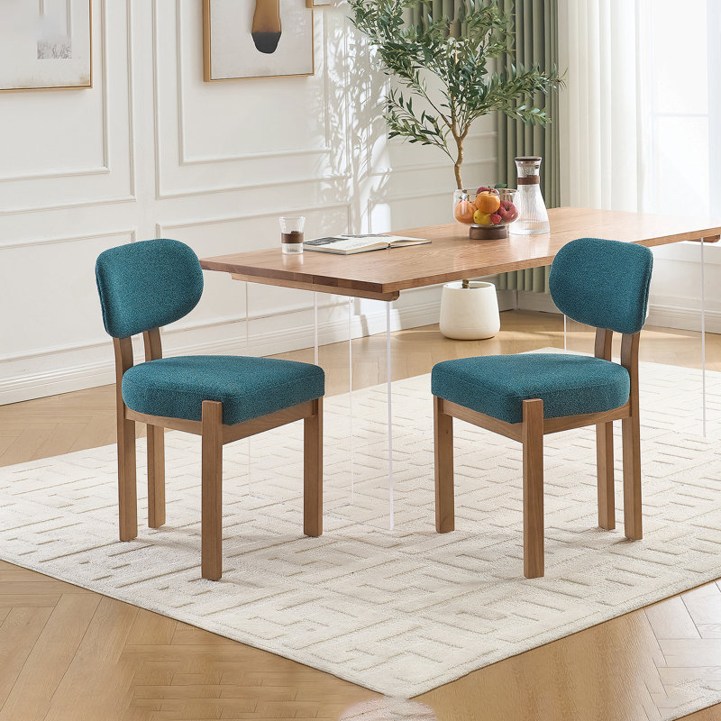 Wooden Dining Chairs Set Of 2, Modern Fabric Upholstered Chairs For Kitchen And Dining Room, Farmhouse Style For Comfortable Dining