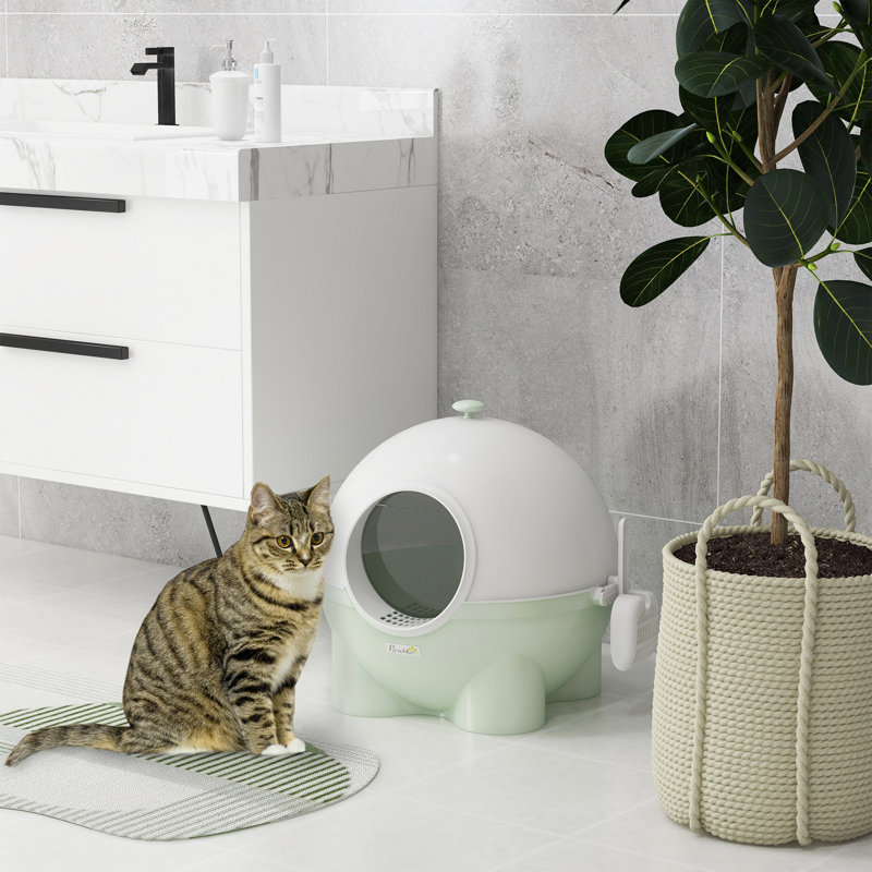 Litière à capuchon pour chat, grand bac à litière pour chat avec couvercle, pelle, pédale de sable qui fuit, poignée supérieure