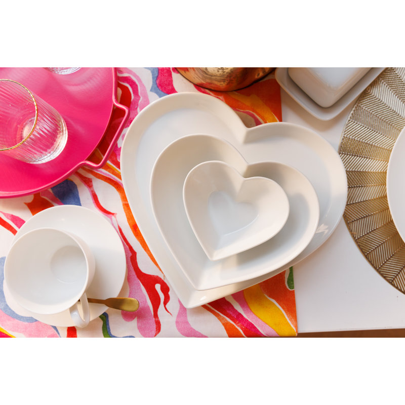 Mikasa Chalk Heart Porcelain Serving Platter, 30cm, White