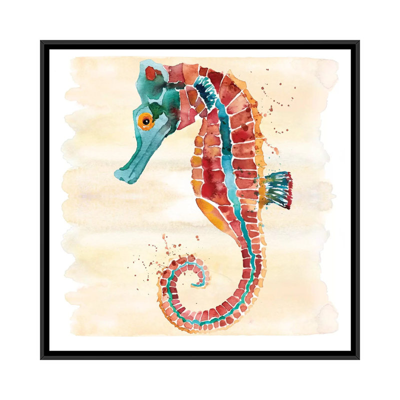 Seahorse by Sara Berrenson - Painting on Canvas, Black Framed, 93.98 cm H x 93.98 cm W