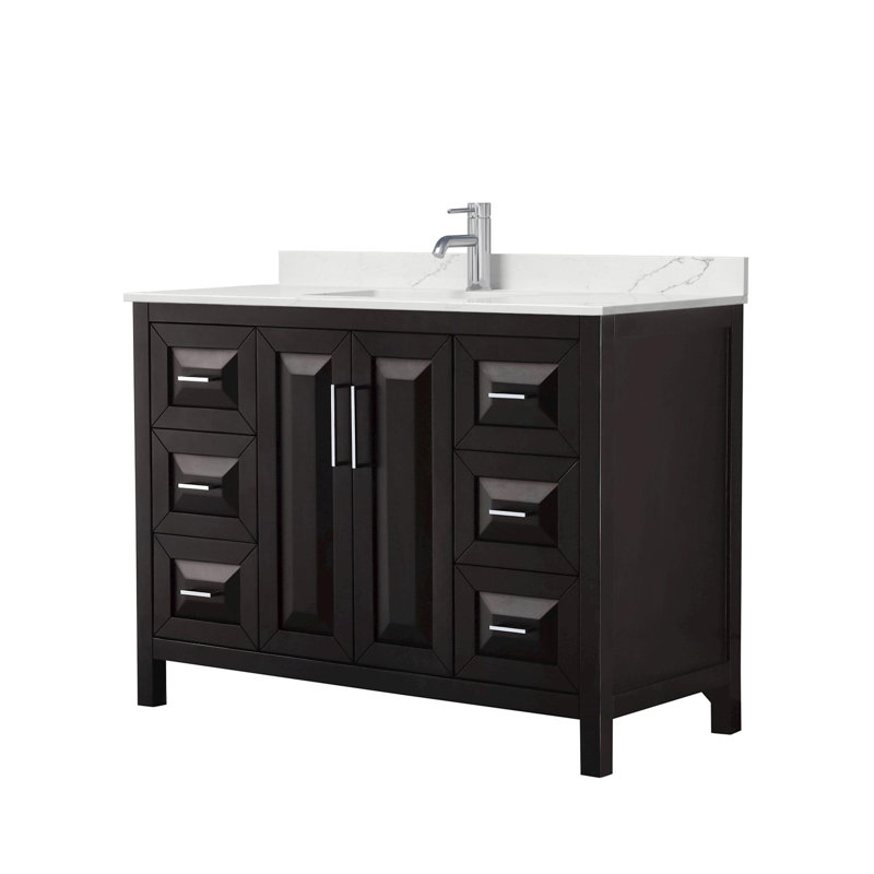 Daria 48 in. Vanity, White Quartz, Brown, Polished Chrome