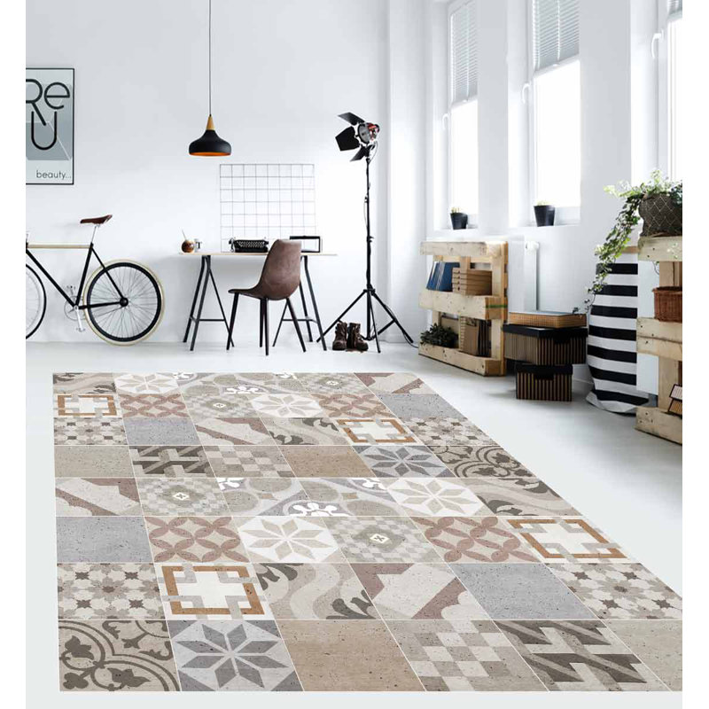 Akmaral Vinyl Machine Printed Area Rug, Rectangle 100 x 133cm