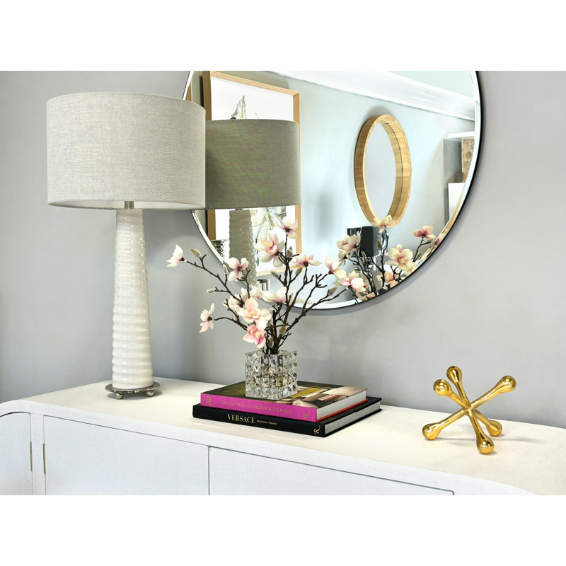 Magnolias Arranged in a Glass Vase, Pink/White/Brown
