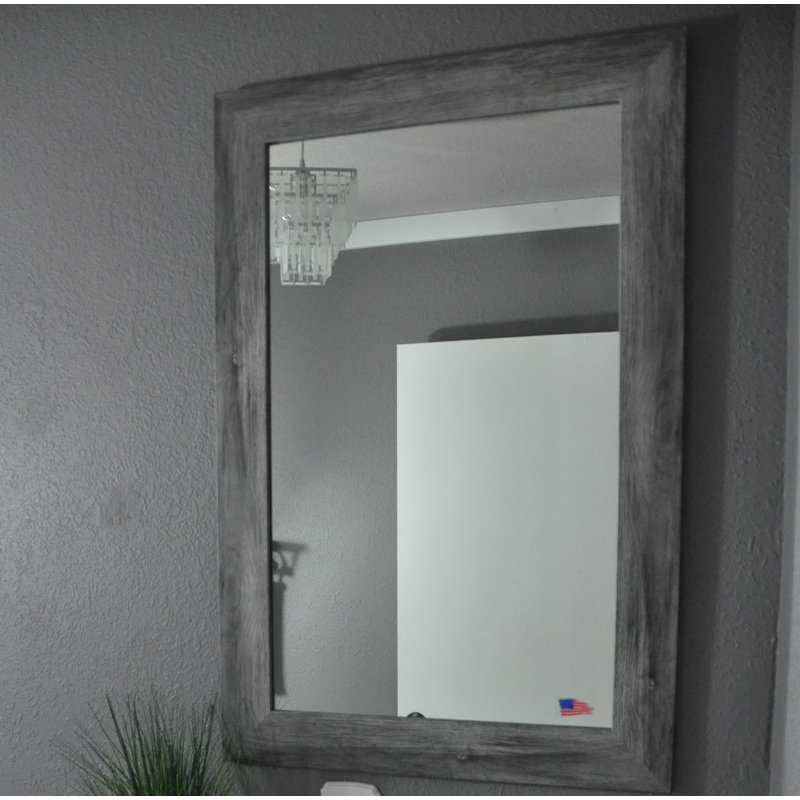 Machuca Engineered Wood Rectangle Wall Mirror, 39.5" H x 45.5" W, Gray