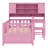 Multifunctional Wood Platform Bed With Bookshelf At The Head Of The Bed, Built-In Desk And Matching Chair-867940032