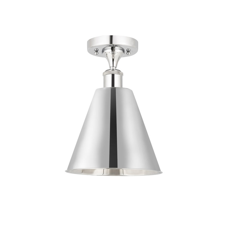 Plafonnier semi-encastré 1 lumière 8 po, Chrome poli, H 11,75 po x l 8 po x P 8 po, Ampoule non incluse