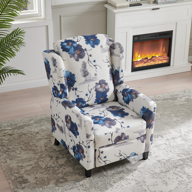 Fauteuil inclinable manuel à imprimé floral, Bleu