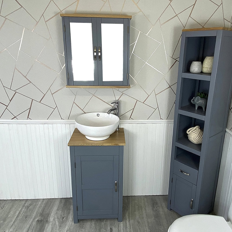 Martel 510mm Single Bathroom Vanity with Vessel Stone Basin, Grey
