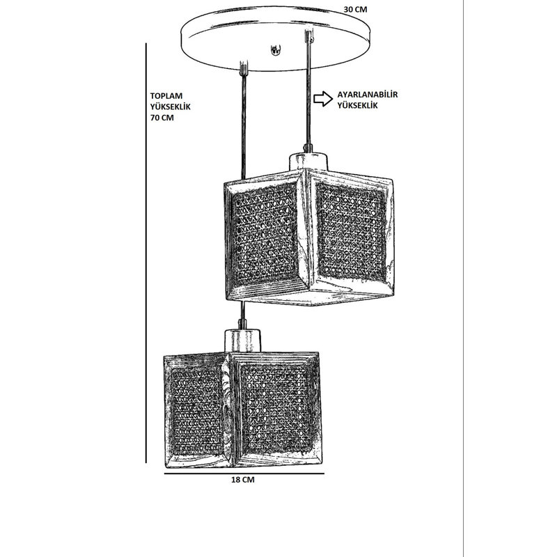 Chandle Chandelier, Rattan/Black