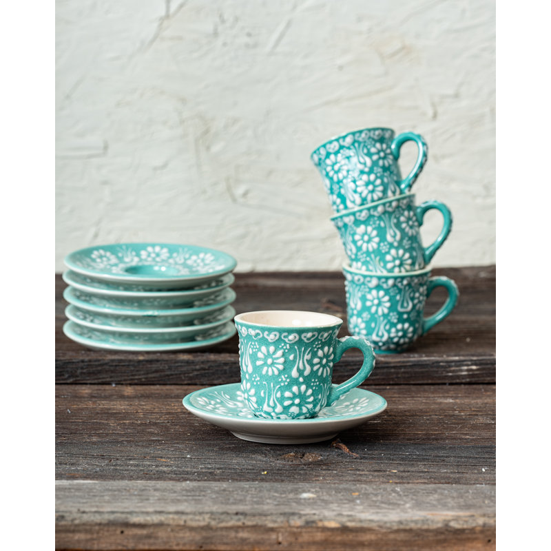 Hand Painted Ceramic Ceramic Espresso Cup, Green