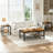 Modern Farmhouse Coffee Table Set Of 3, Rectangular Coffee Table With 2 Square End Side Tables, 2-Tier Living Room Table Set With Metal Frame & Open Shelf For Office, Apartment, Home-1644780622