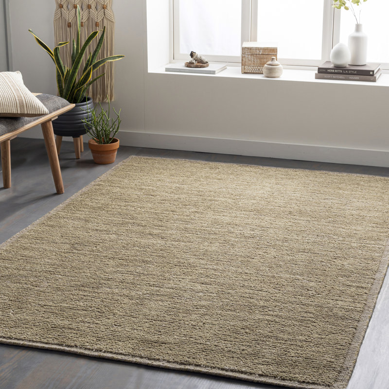 Tapis gris en laine touffeté à la main Sabrine, Rectangle 8 pi x 10 pi, Tanné