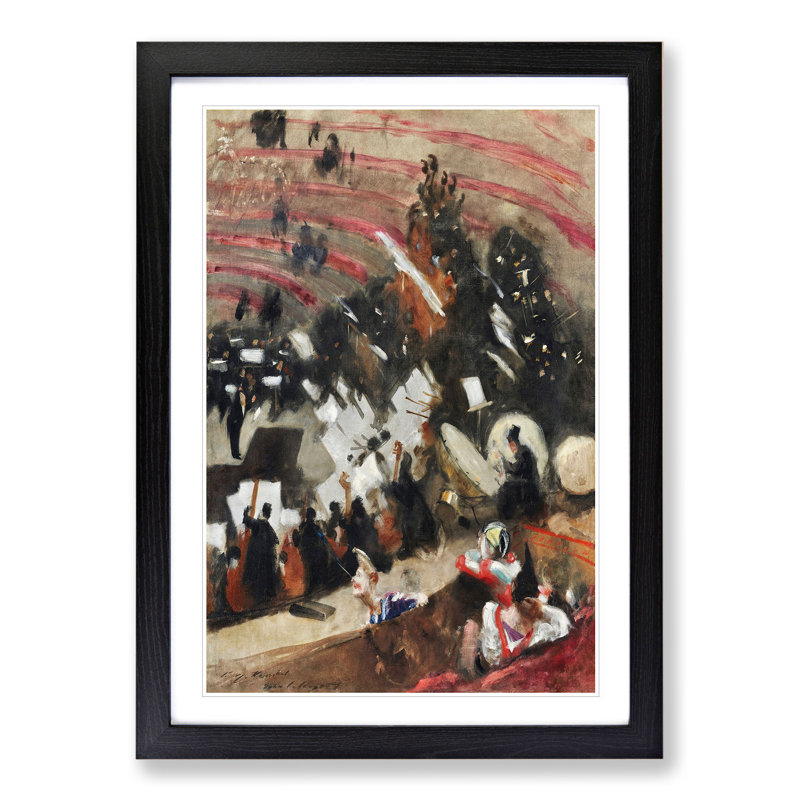 Pasdeloup Orchestra by John Singer Sargent - Picture Frame Painting, Black Framed, 36cm H x 27cm W x 2cm D