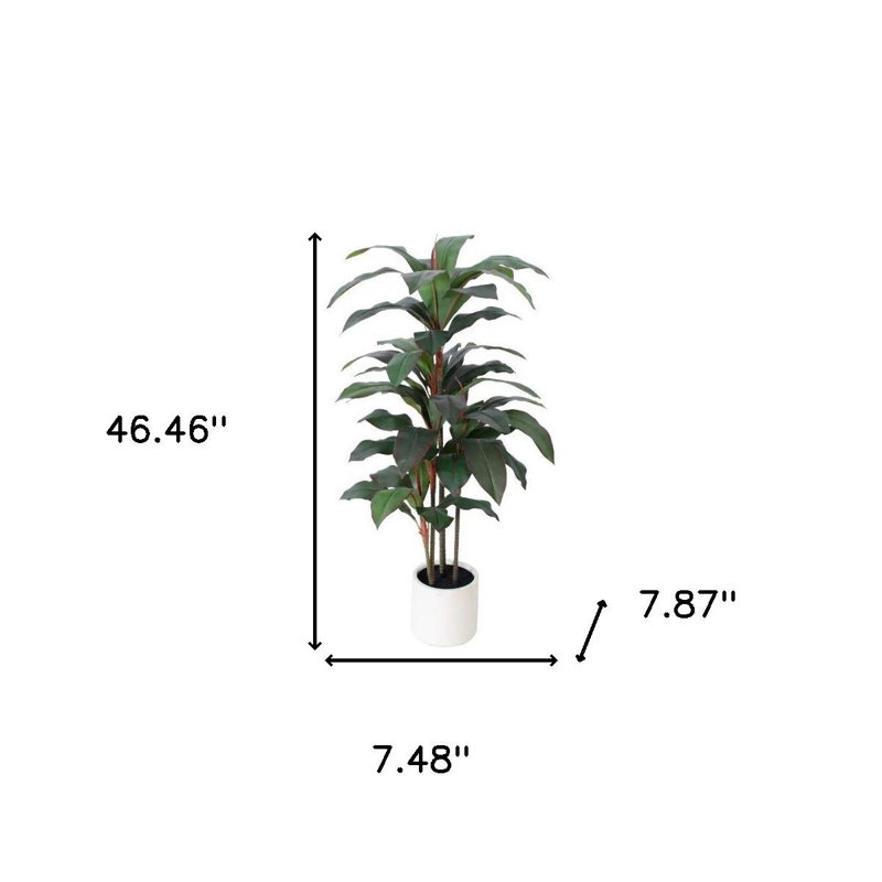 Arbre Dracaena artificiel vert 47 po dans un pot blanc